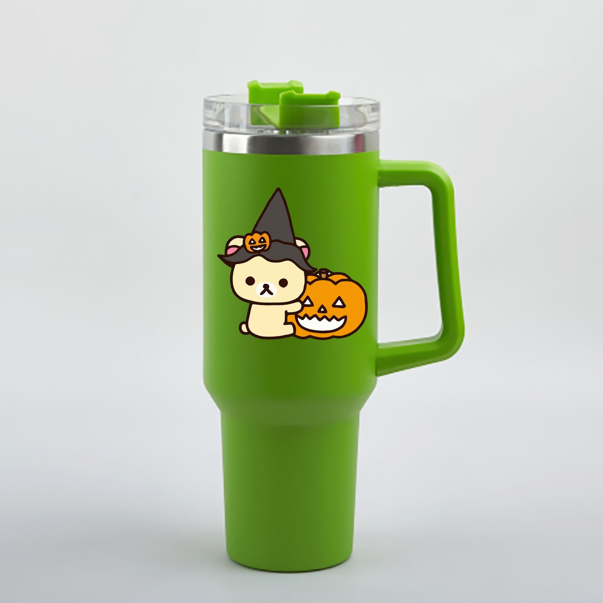 （画像用） リラックマ リラックマ キイロイトリ Rilakkuma Korilakkuma Kiiroitori 1200mL車用タンブラー - クリスタルステッカー（プラスチックストロー付き）